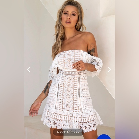 Tallulah Off shoulder white lace dress xs NWT selfie Leslie - Picture 8 of 11